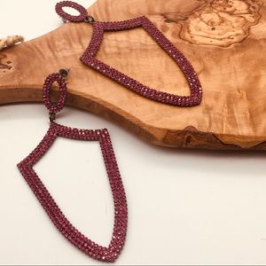 Long pink sparkling earrings